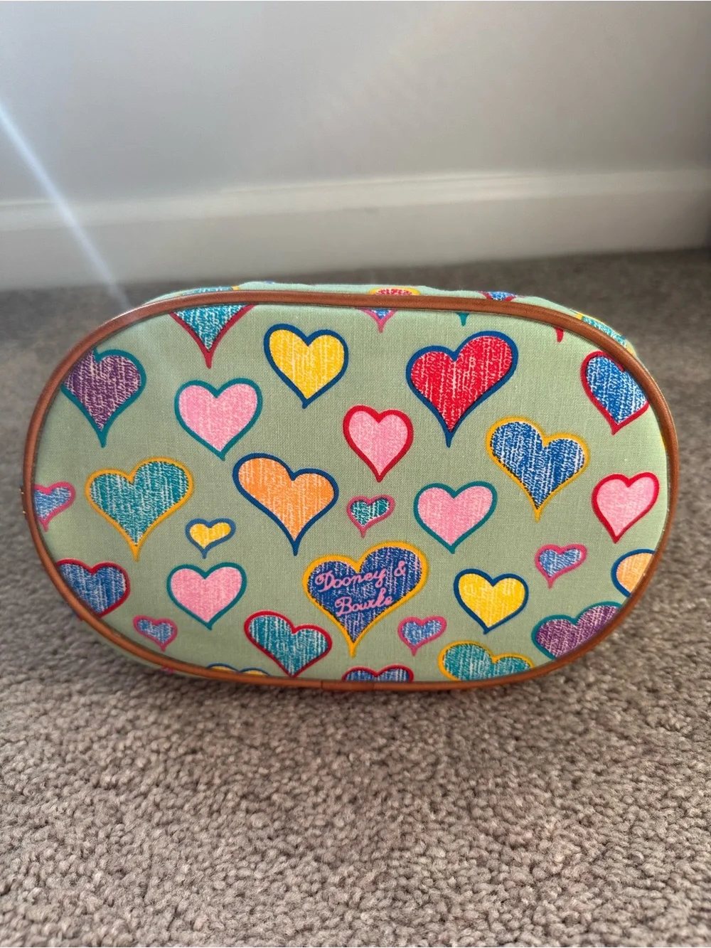 Dooney & Bourke Vintage Doodle Hearts Bucket Bag Green Lindsay Lohan - Picture 3 of 7